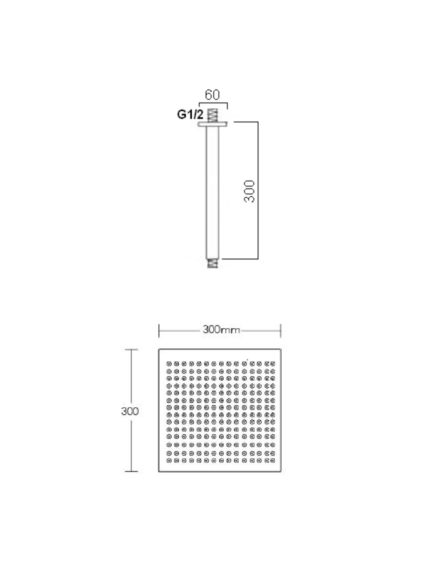 Zaris Square Shower Rose with Arm #HC-SQ121+HC-08C