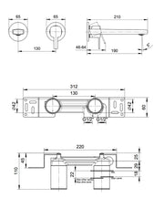 Lamé Wall-Mounted Basin Mixer 190mm Spout #GPM111B