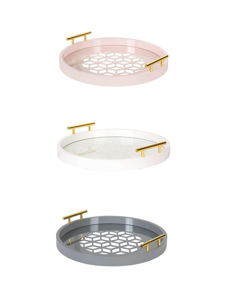Hemsley Geometric Cut Round Tray in 3 Colours