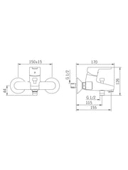 HansaPrimo Exposed Bath Mixer #4944 2103