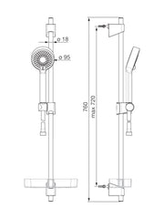 HansaBasicjet Shower Wall Bar Set 720mm #4478 0133