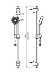 HansaBasicjet Shower Wall Bar Set 720mm #4478 0233