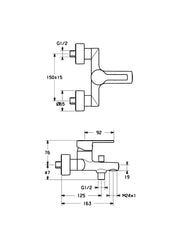 HansaRonda Exposed Bath Mixer #0374 2173