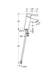 HansaVantis Style XL Single Lever Basin Mixer w/ Solid Lever #5237 2273