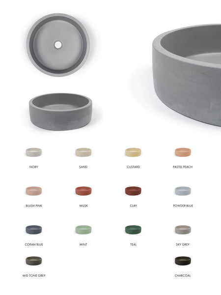 Hoop Round Concrete Basin (Avail. in 14 Colours)