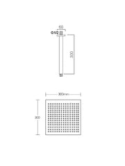 Zaris Square Shower Rose with Arm #HC-SQ121+HC-08C